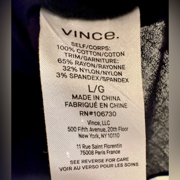 VINCE Size L EUC Cotton tunic in Coastal/navy blue - Picture 3 of 9
